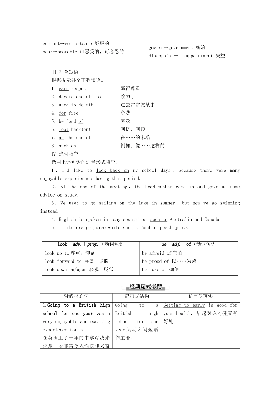 高中英语 Unit 1 School life Section Ⅱ Language points（Ⅰ）（Welcome to the unit  Reading）（教师用书）教案 牛津译林版必修1-牛津版高一必修1英语教案_第2页