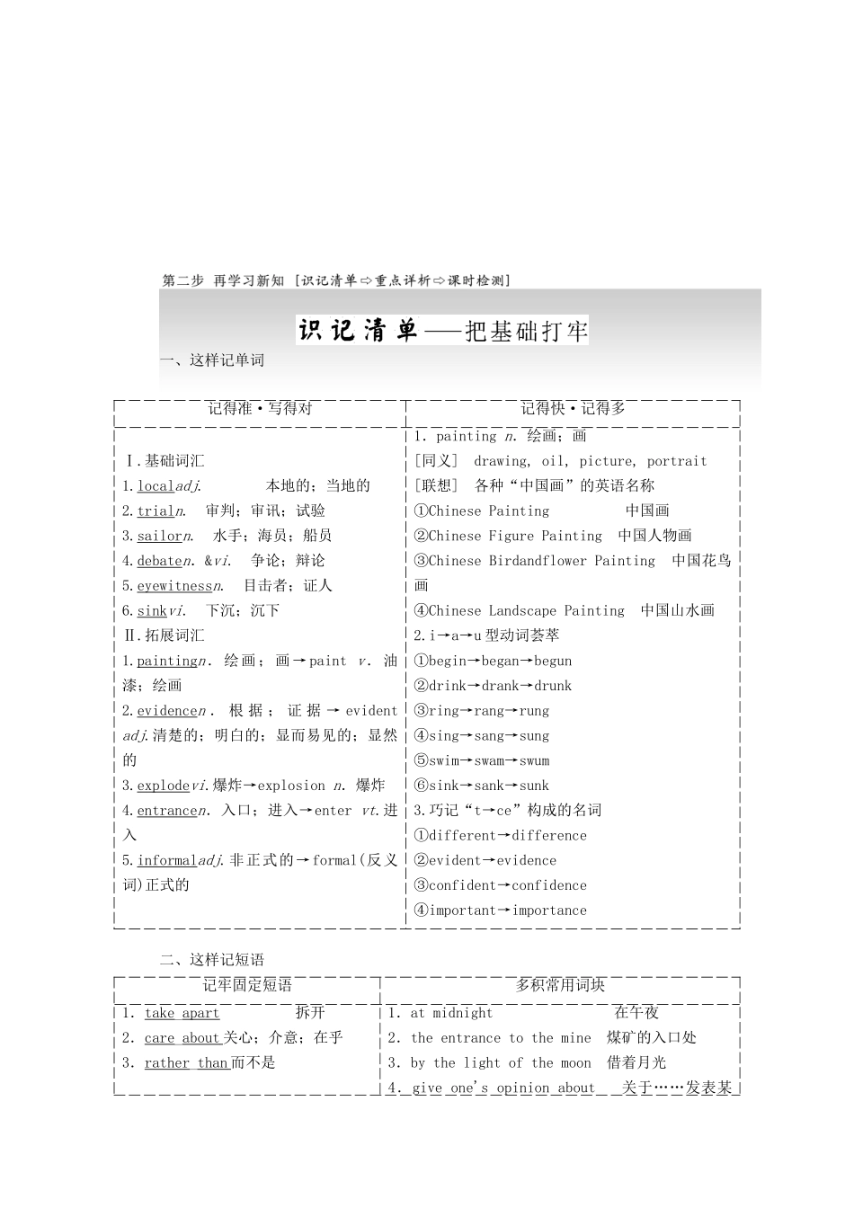 高中英语 Unit 1 Cultural relics Section Ⅳ Learning about Language amp；Using Language教学案 新人教版必修2-新人教版高一必修2英语教学案_第3页