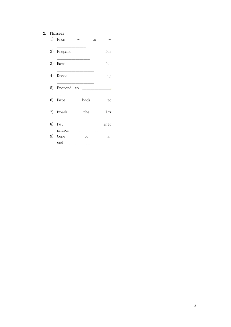 高中英语 Module4 Carnival（Period2）导学案 外研版必修5-外研版高二必修5英语学案_第2页