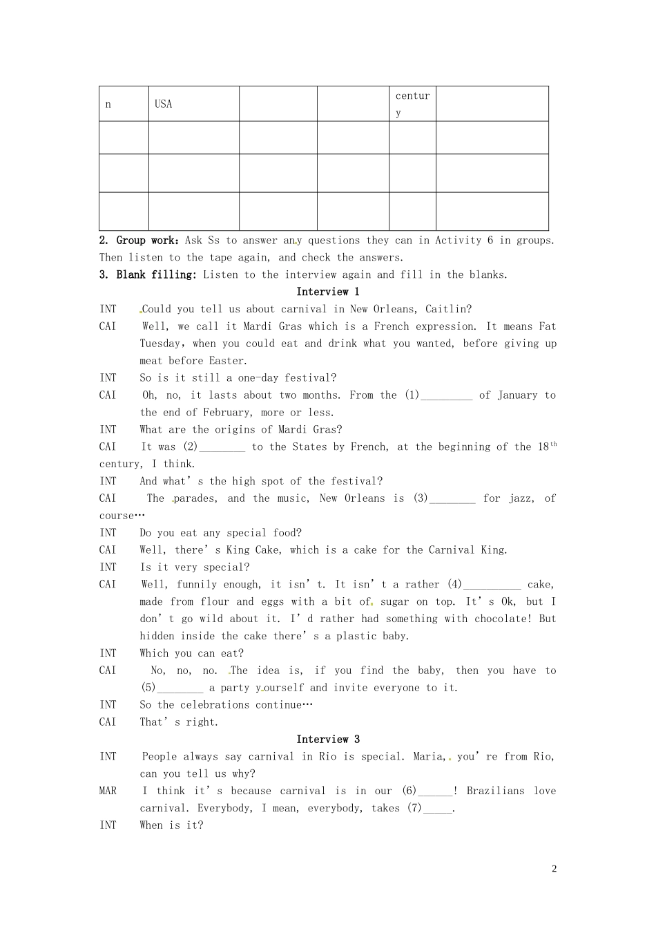 高中英语 Module4 Carnival（Period5）导学案 外研版必修5-外研版高二必修5英语学案_第2页