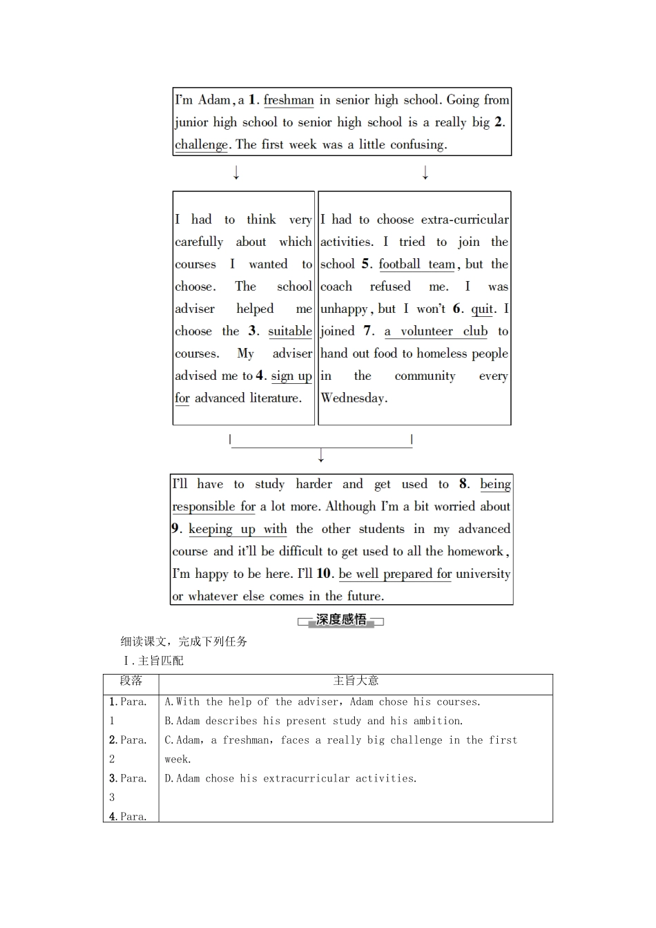高中英语 Unit 1 Teenage life理解 课文精研读学案 新人教版必修第一册-新人教版高一第一册英语学案_第2页