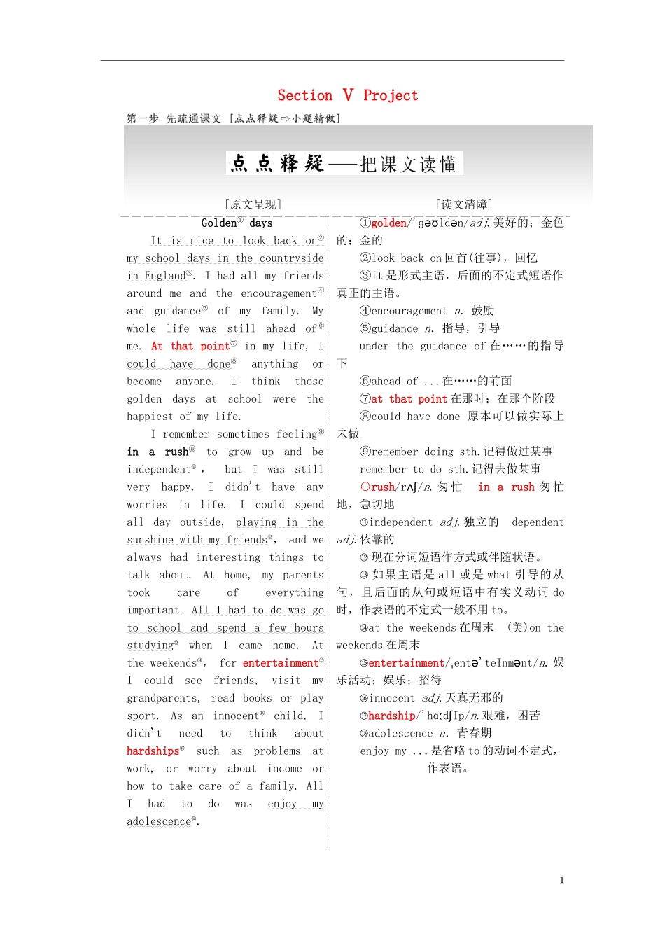 高中英语 Unit 2 What is happiness to youSection Ⅴ Project教学案 牛津译林版选修6-牛津版高二选修6英语教学案_第1页