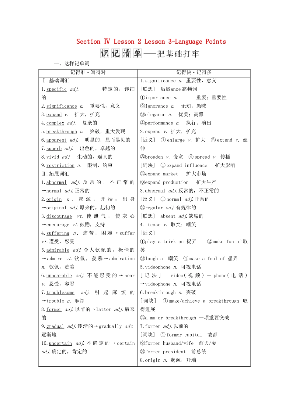 高中英语 Unit 16 Stories Section Ⅳ Lesson 2 Lesson 3-Language Points学案（含解析）北师大版选修6-北师大版高二选修6英语学案_第1页