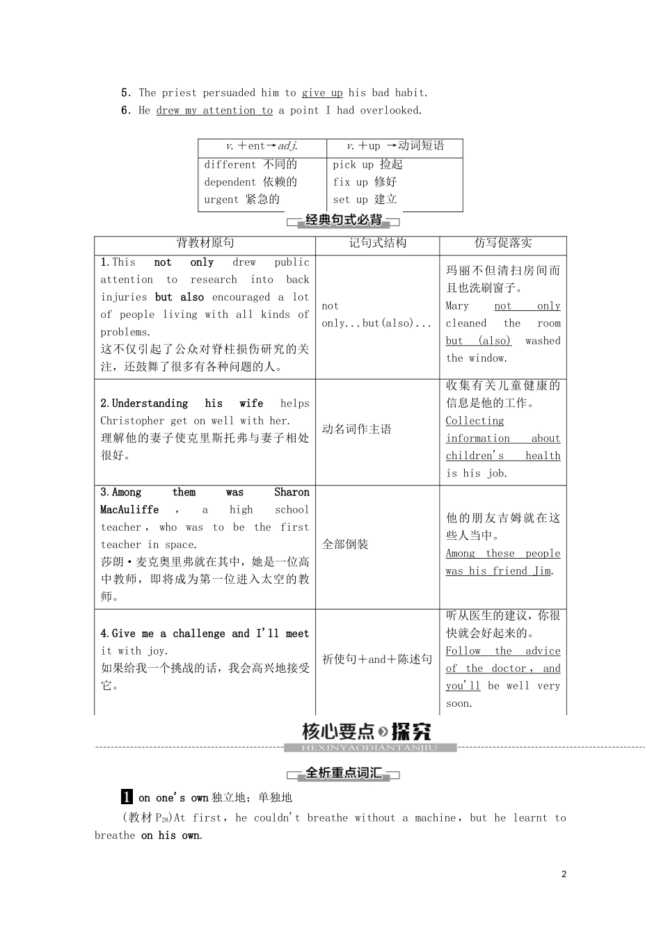 高中英语 Unit 2 Heroes Section Ⅵ Language Points（Ⅲ）（Lesson 4Communication WorkshopCulture Corner Bulletin Board）学案 北师大版必修1-北师大版高一必修1英语学案_第2页