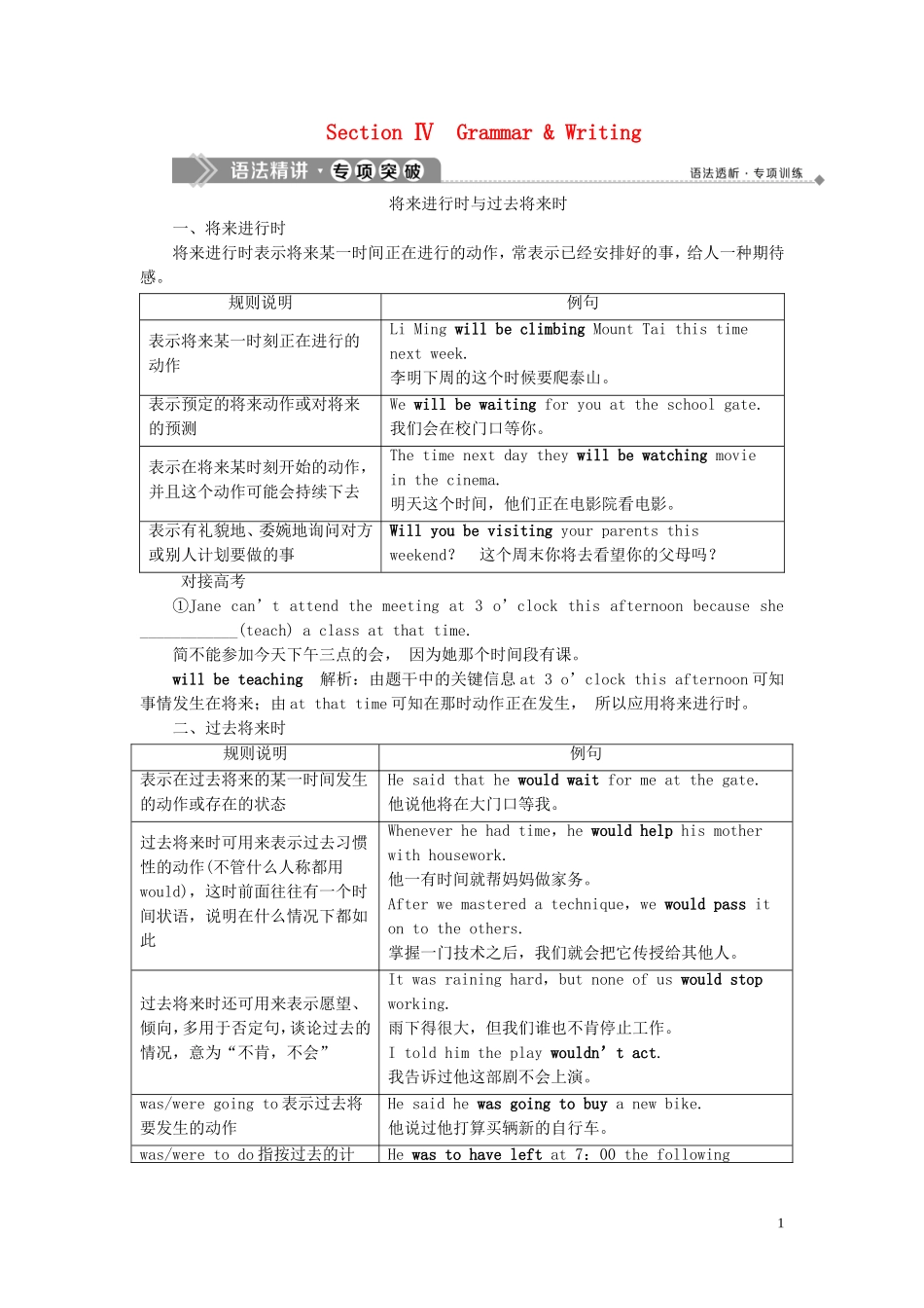 高中英语 Unit 2 Wish you were here Section Ⅳ Grammar  Writing学案 牛津译林版必修2-牛津版高一必修2英语学案_第1页