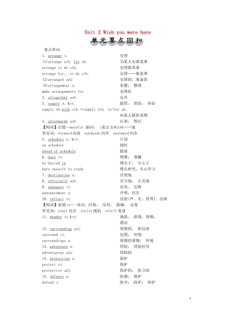 高中英语 Unit 2 Wish you were here 单元要点回扣学案 牛津译林版必修2-牛津版高一必修2英语学案
