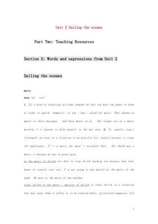 高中英语 Unit 2《Sailing the Oceans》学案 新人教版选修9