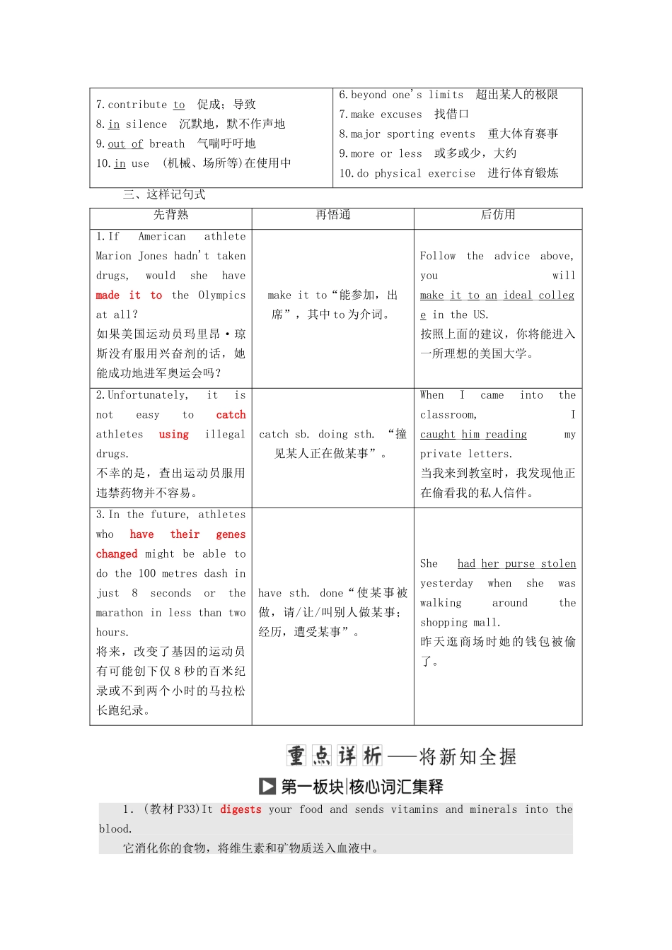 高中英语 Unit 21 Human Biology Section Ⅱ Warm-up Lesson 1—Language Points学案（含解析）北师大版选修7-北师大版高二选修7英语学案_第2页