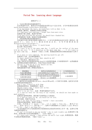 高中英语 Unit 2 Period Two Learning about Language教学案 新人教版选修6