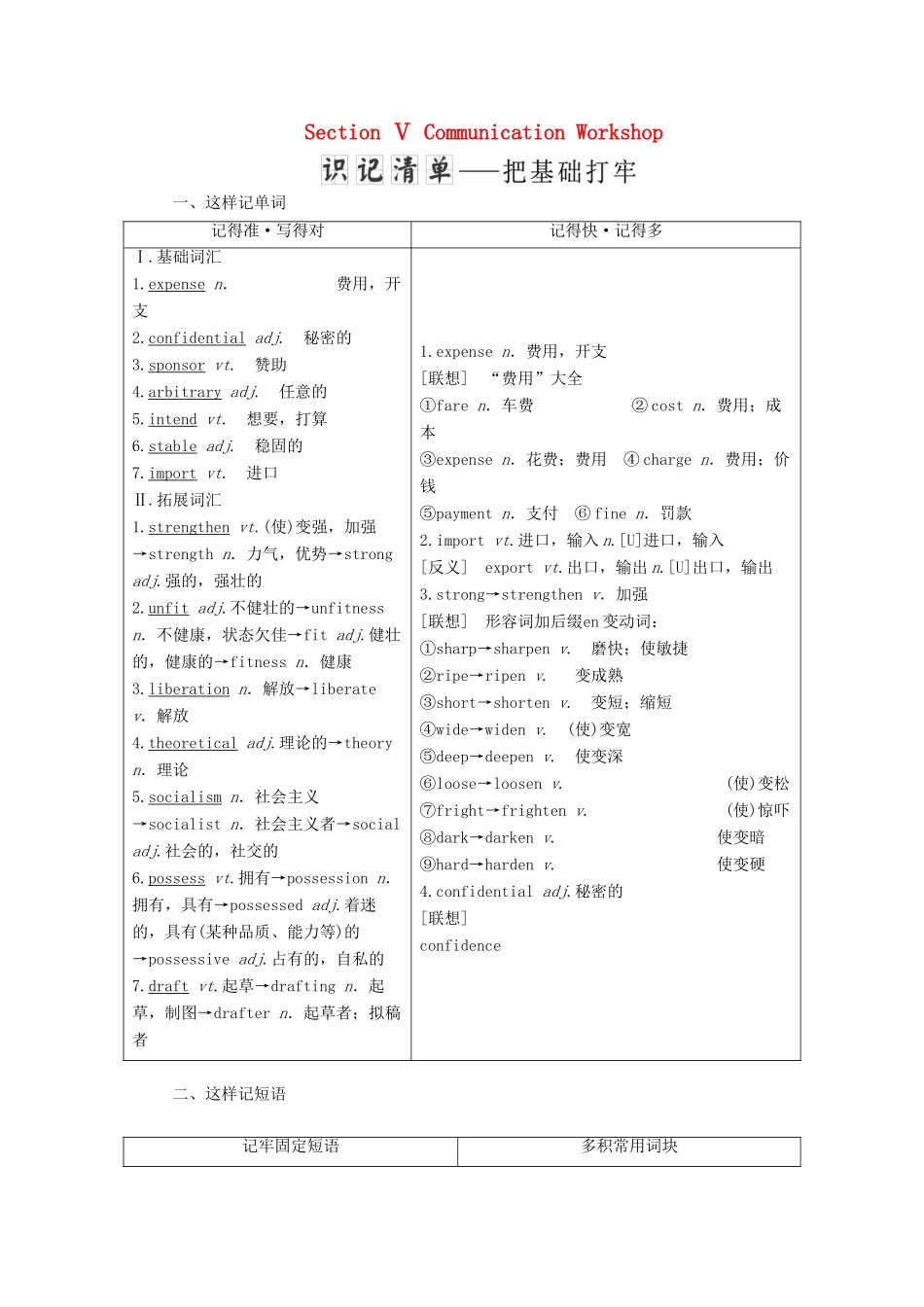 高中英语 Unit 23 Conflict Section Ⅴ Communication Workshop学案（含解析）北师大版选修8-北师大版高二选修8英语学案_第1页