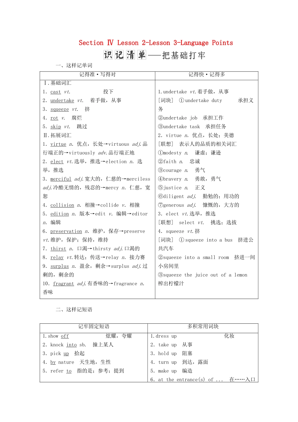 高中英语 Unit 24 Society Section Ⅳ Lesson 2-Lesson 3-Language Points学案（含解析）北师大版选修8-北师大版高二选修8英语学案_第1页