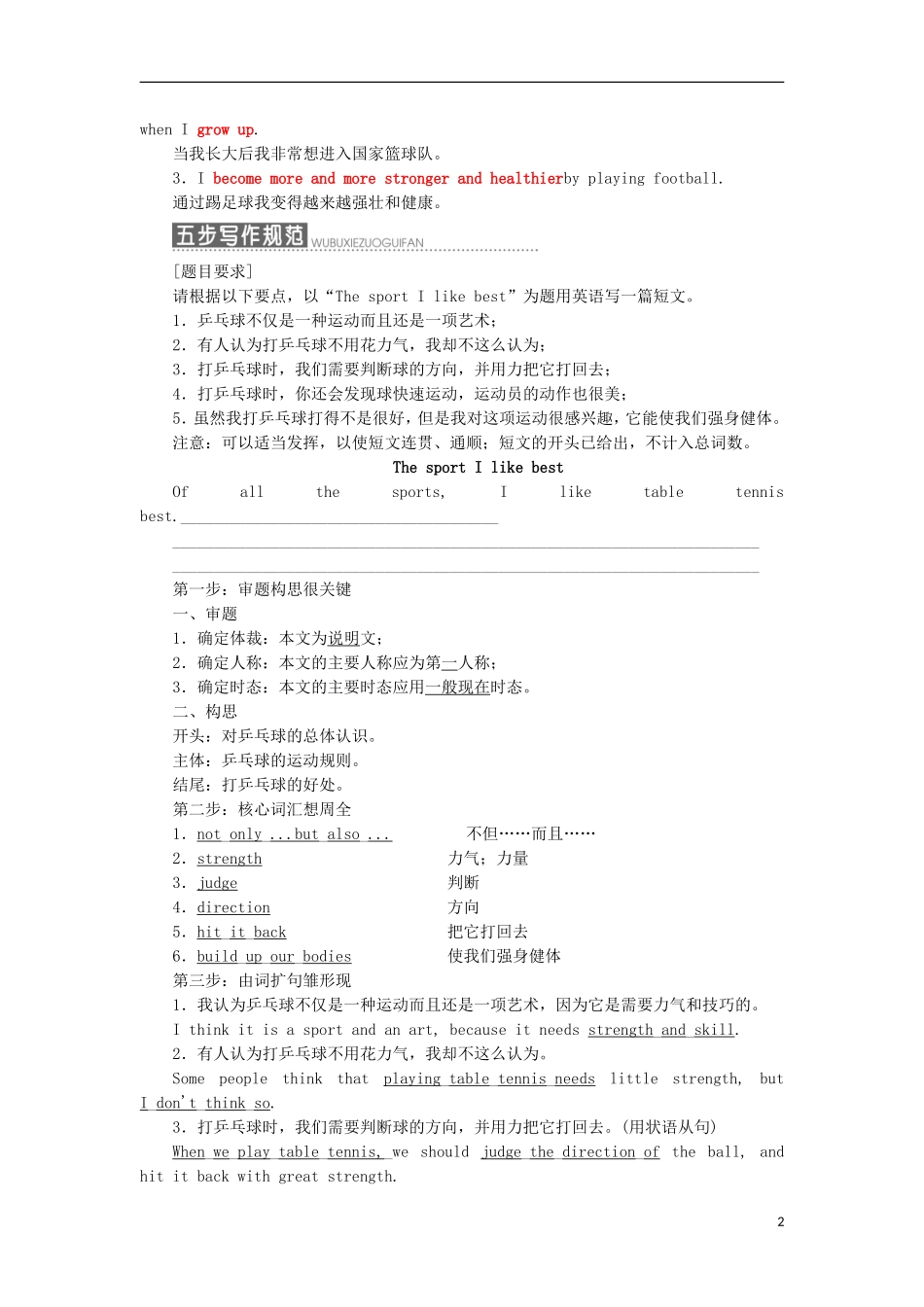 高中英语 Unit 2 The Olympic Games Section Ⅴ Writing-兴趣爱好类说明文教学案 新人教版必修2-新人教版高一必修2英语教学案_第2页