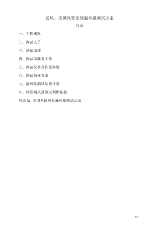 风管系统漏风量测试方案