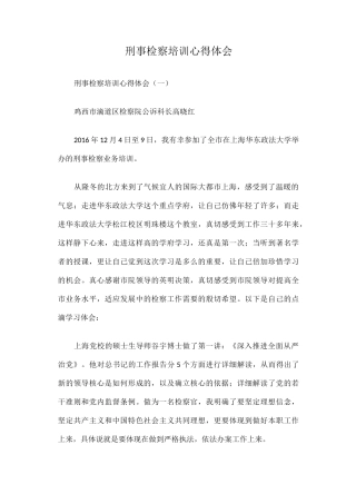 刑事检察培训心得体会篇一