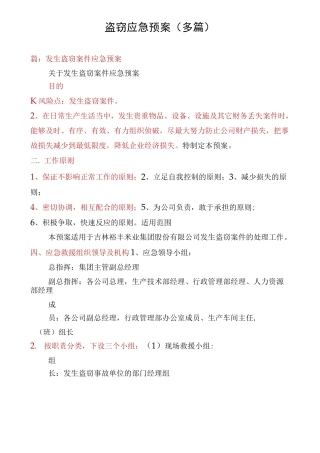 盗窃应急预案(多篇)