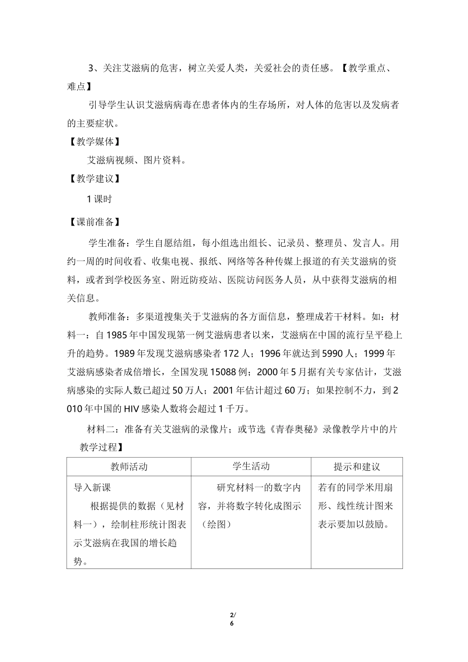 《艾滋病的发生与流行》优教教案_第2页