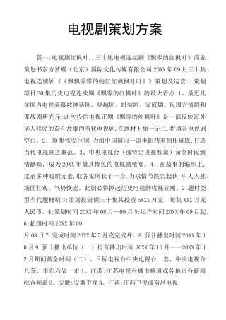 电视剧策划方案