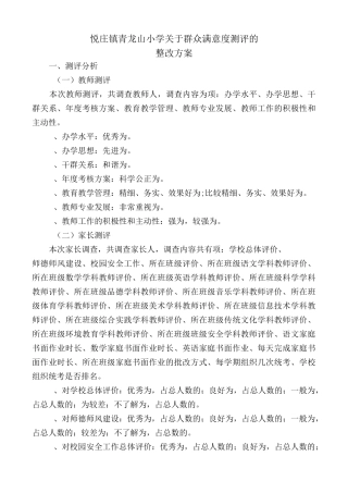 满意度测评整改方案