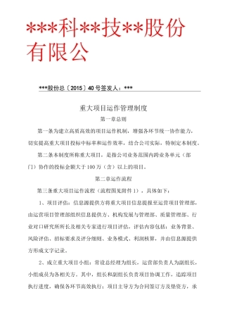公司重大项目运作管理制度