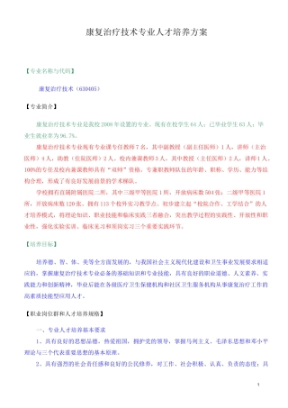 康复治疗技术专业人才培养方案