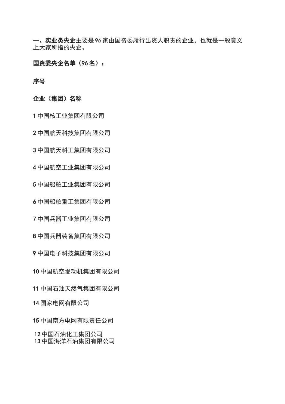 最新央企名单大全_第1页