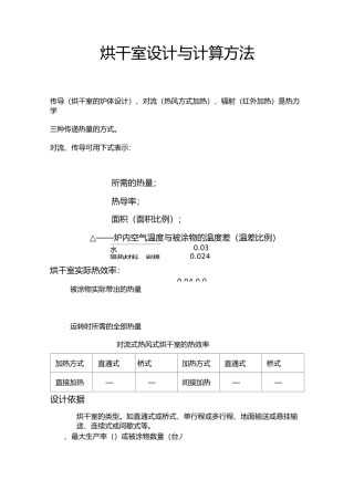 烘干室设计与计算方法