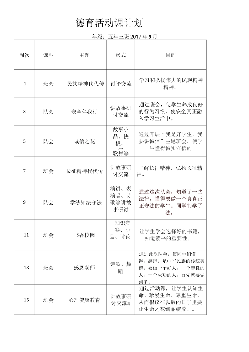 德育活动课计划_第1页