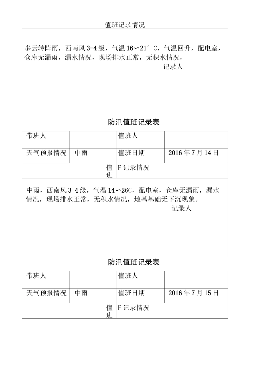 防汛值班记录表 _第3页