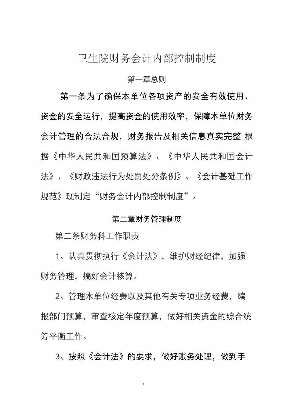 卫生院财务内部控制制度_第1页