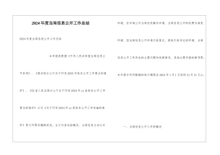 2024年度当局信息公开工作总结