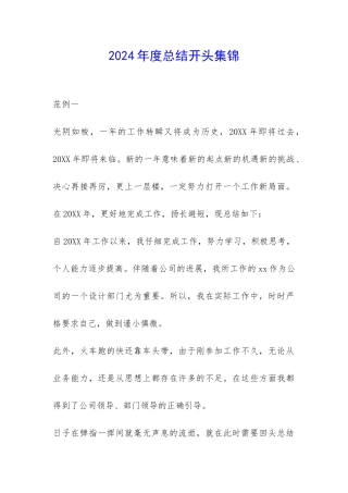 2024年度总结开头集锦-
