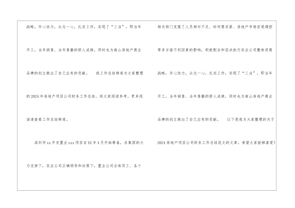 2024年度房地产项目公司财务工作总结_第2页