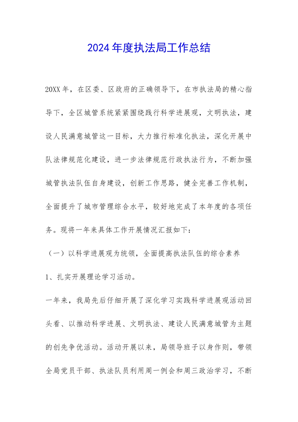 2024年度执法局工作总结-_第1页