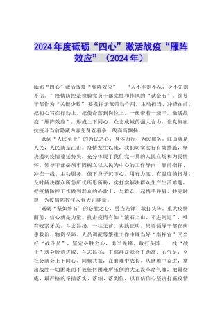2024年度砥砺“四心”激活战疫“雁阵效应”