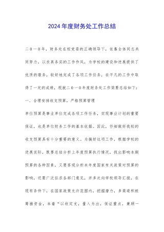 2024年度财务处工作总结-