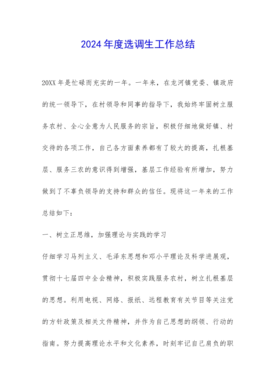 2024年度选调生工作总结-_第1页