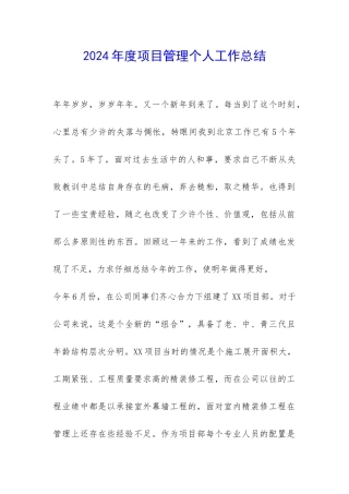 2024年度项目管理个人工作总结-