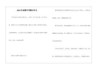 2024年成都中考满分作文