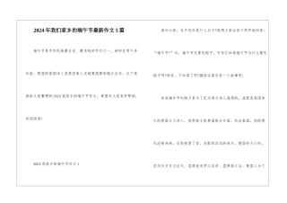 2024年我们家乡的端午节最新作文5篇