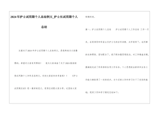 2024年护士试用期个人总结例文护士长试用期个人总结