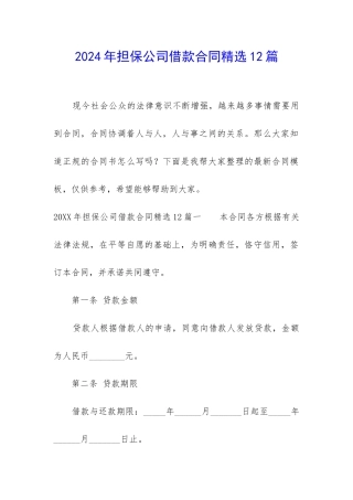2024年担保公司借款合同精选12篇