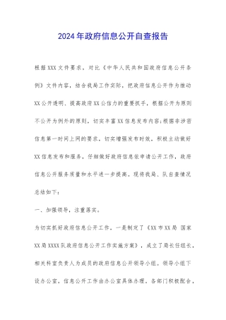 2024年政府信息公开自查报告-