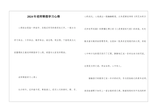 2024年教师寒假学习心得