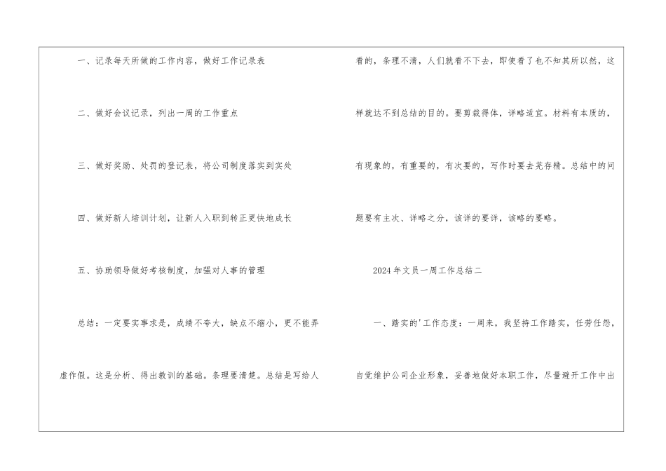 2024年文员一周工作总结_第2页