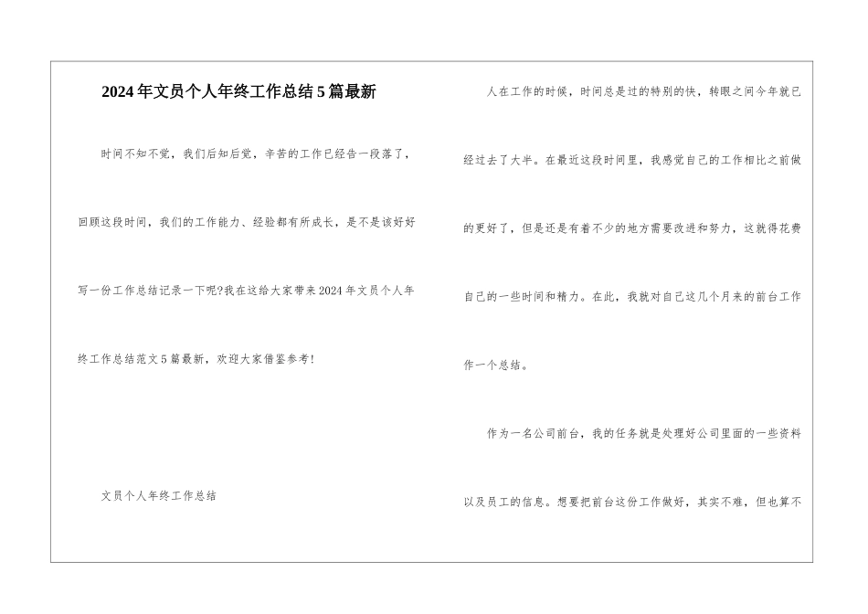 2024年文员个人年终工作总结5篇最新_第1页