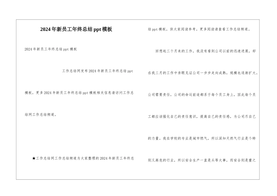 2024年新员工年终总结ppt模板_第1页