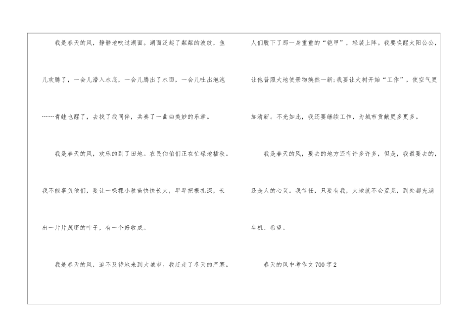 2024年春天的风中考作文700字优秀5篇_第2页