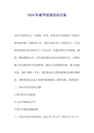2024年春节促销活动方案