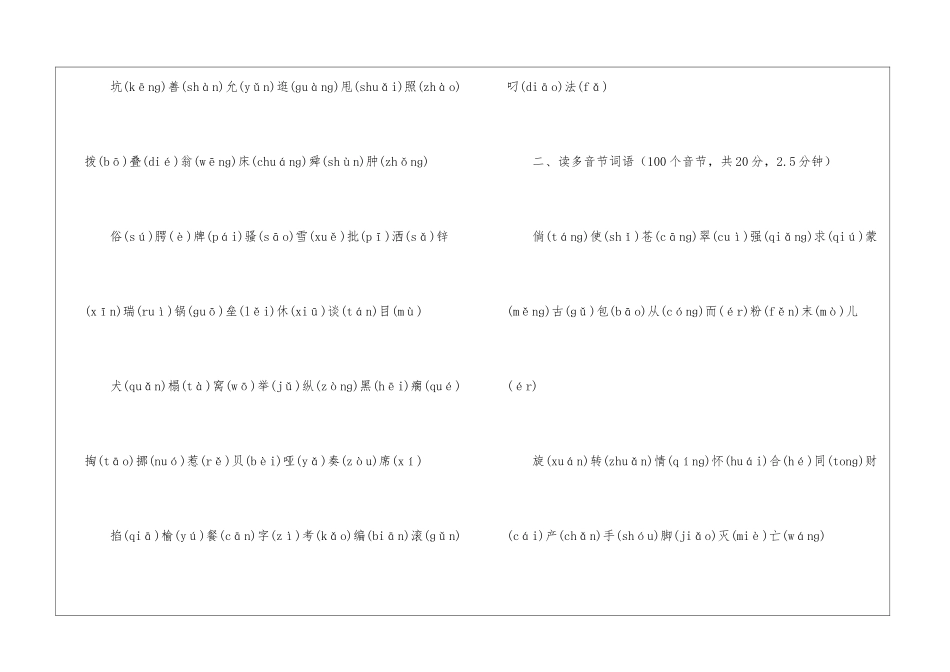 2024年普通话考试模拟试卷_第2页