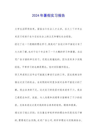 2024年暑假实习报告-
